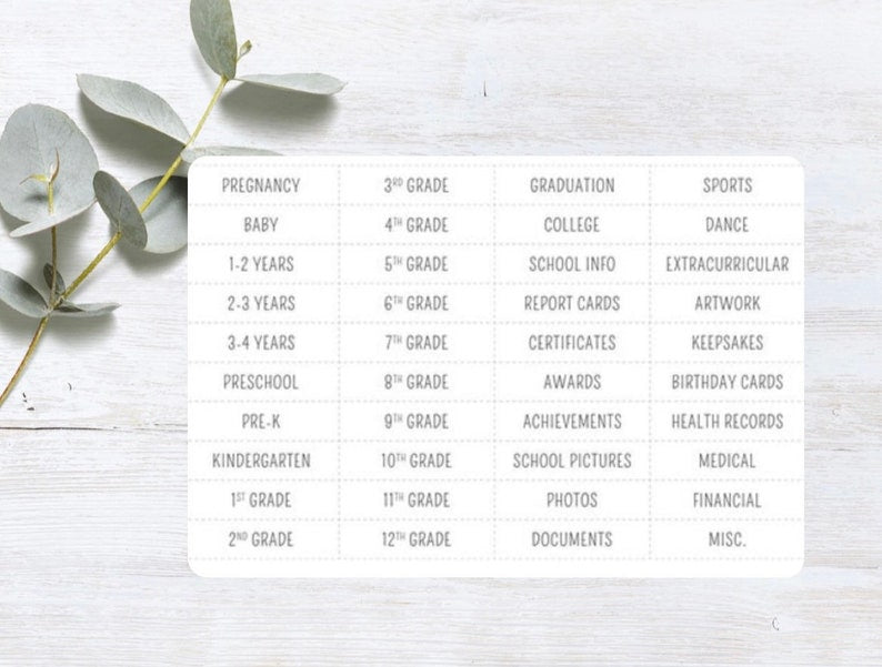 Printable Kids Memory Box Labels product photo