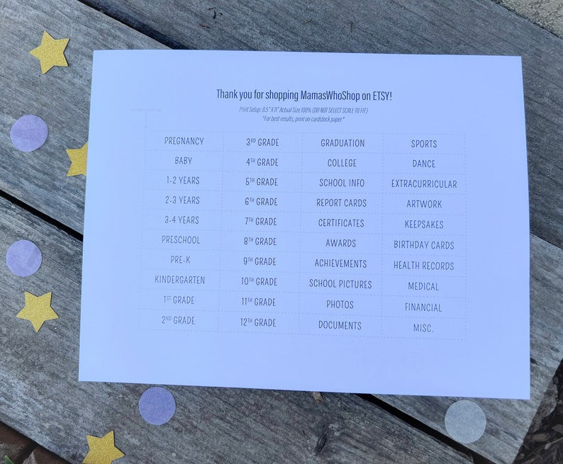 Printable Kids Memory Box Labels product photo
